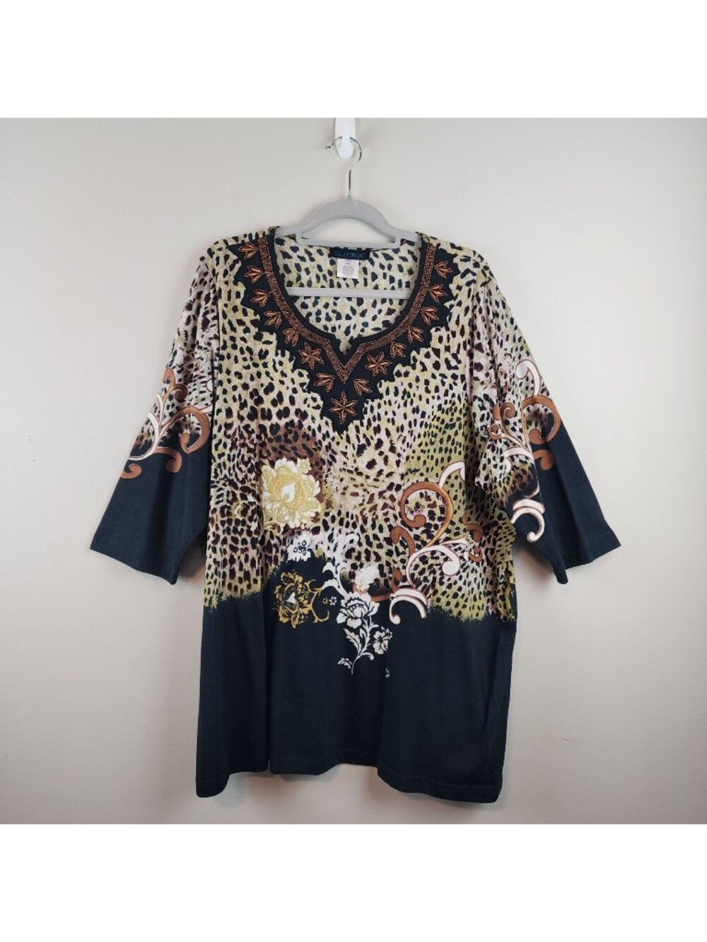 Ulla Popken tunic plus size 20 22  relaxed fit bead embellishments
